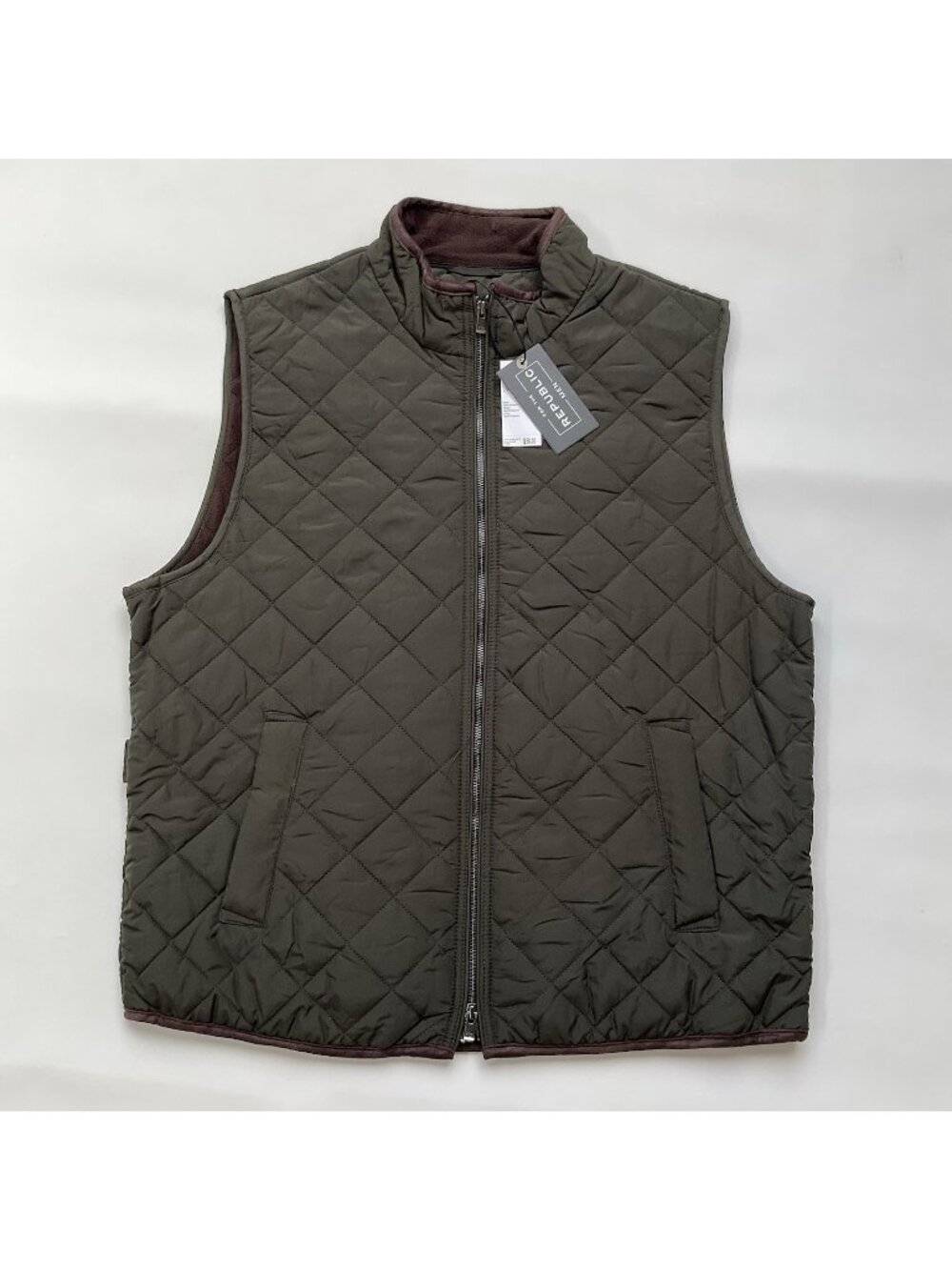 $58 For The Republic Men’s Quilted Zip Vest With Adjustable Waist Brown Size L
